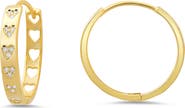 Queen Jewels CZ Pavé Heart Hoop Earrings