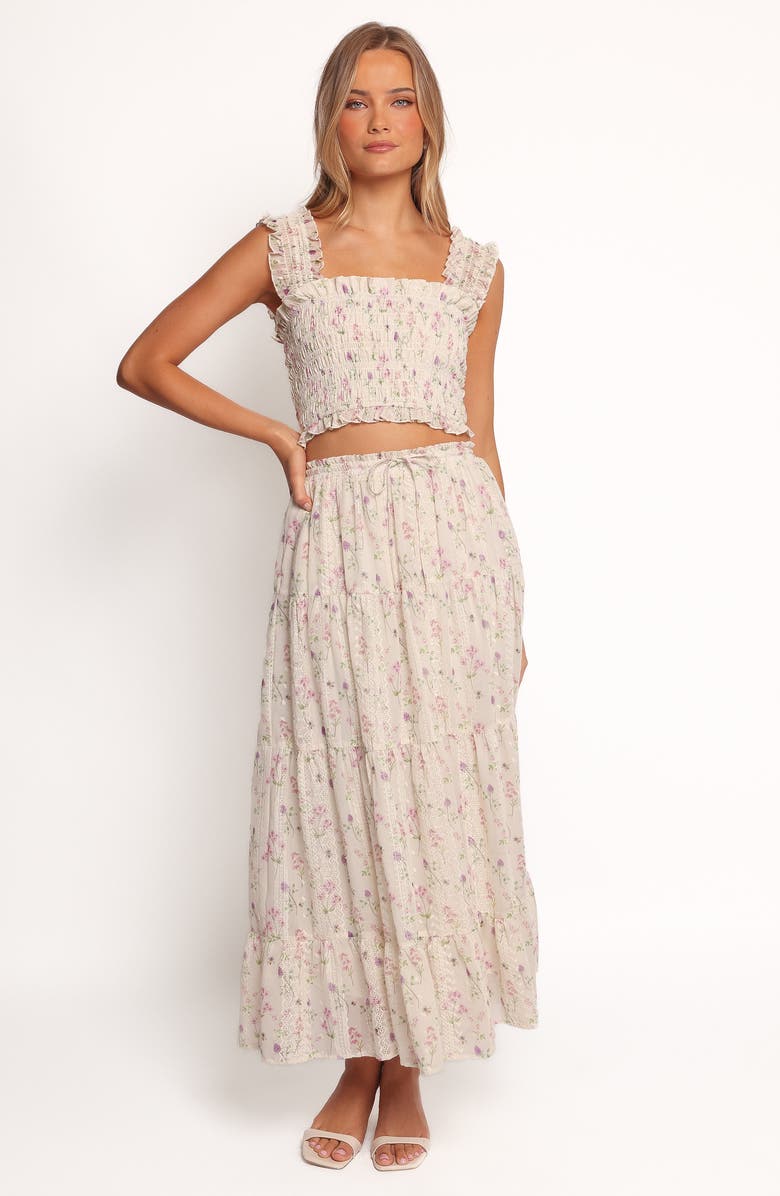 Petal & Pup Amberlyn Embroidered Tiered Maxi Skirt, Alternate, color, Pink Floral