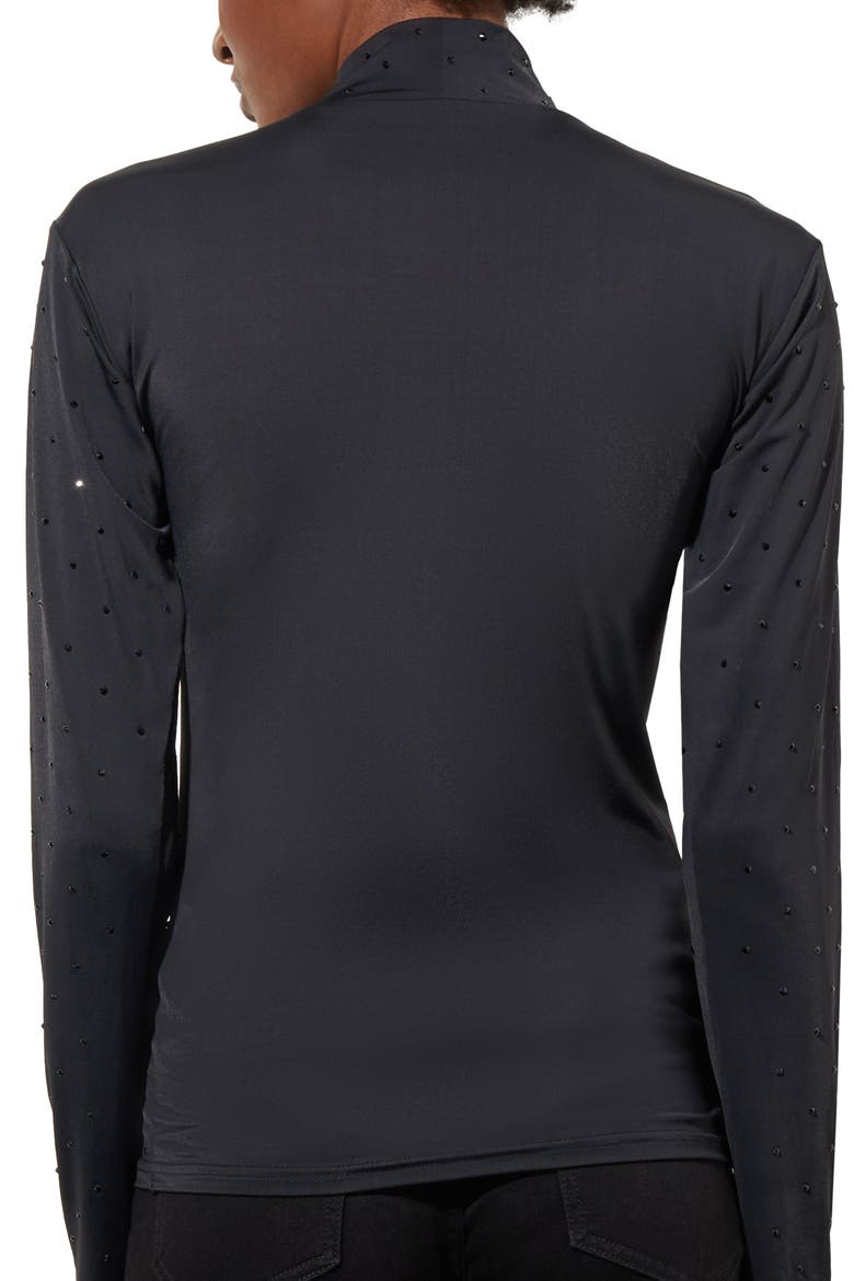 Crystal Detail Mock Neck Top, Alternate, color, BLACK
