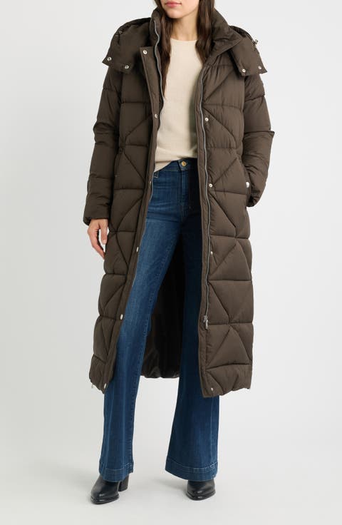 Quilted Puffer Coat with Removable Hood
