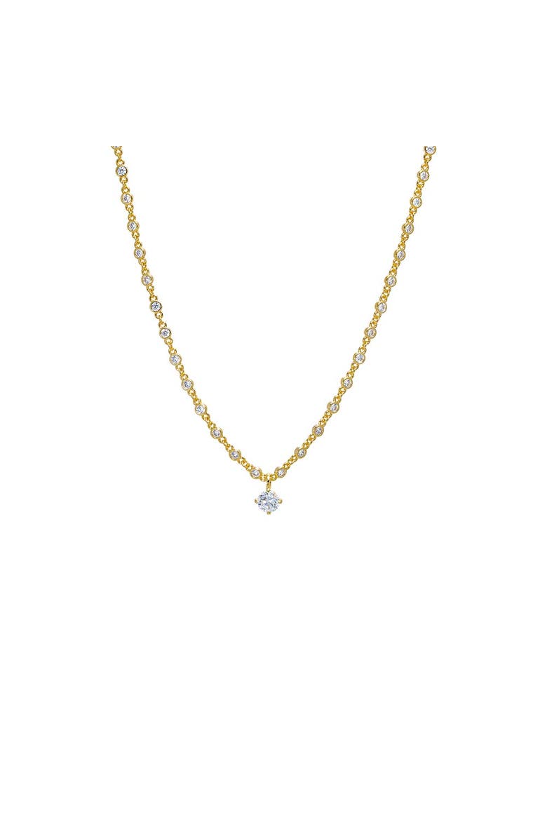 BY ADINA EDEN CZ Solitaire Bezel Link Pendant Necklace, Main, color, Gold