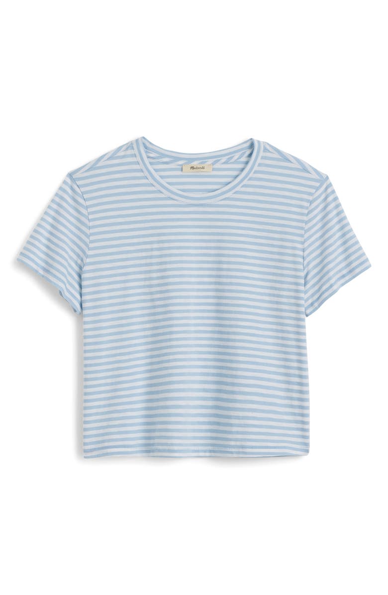 Madewell Stripe Boxy Crop Slub T-Shirt, Alternate, color, Light Pool
