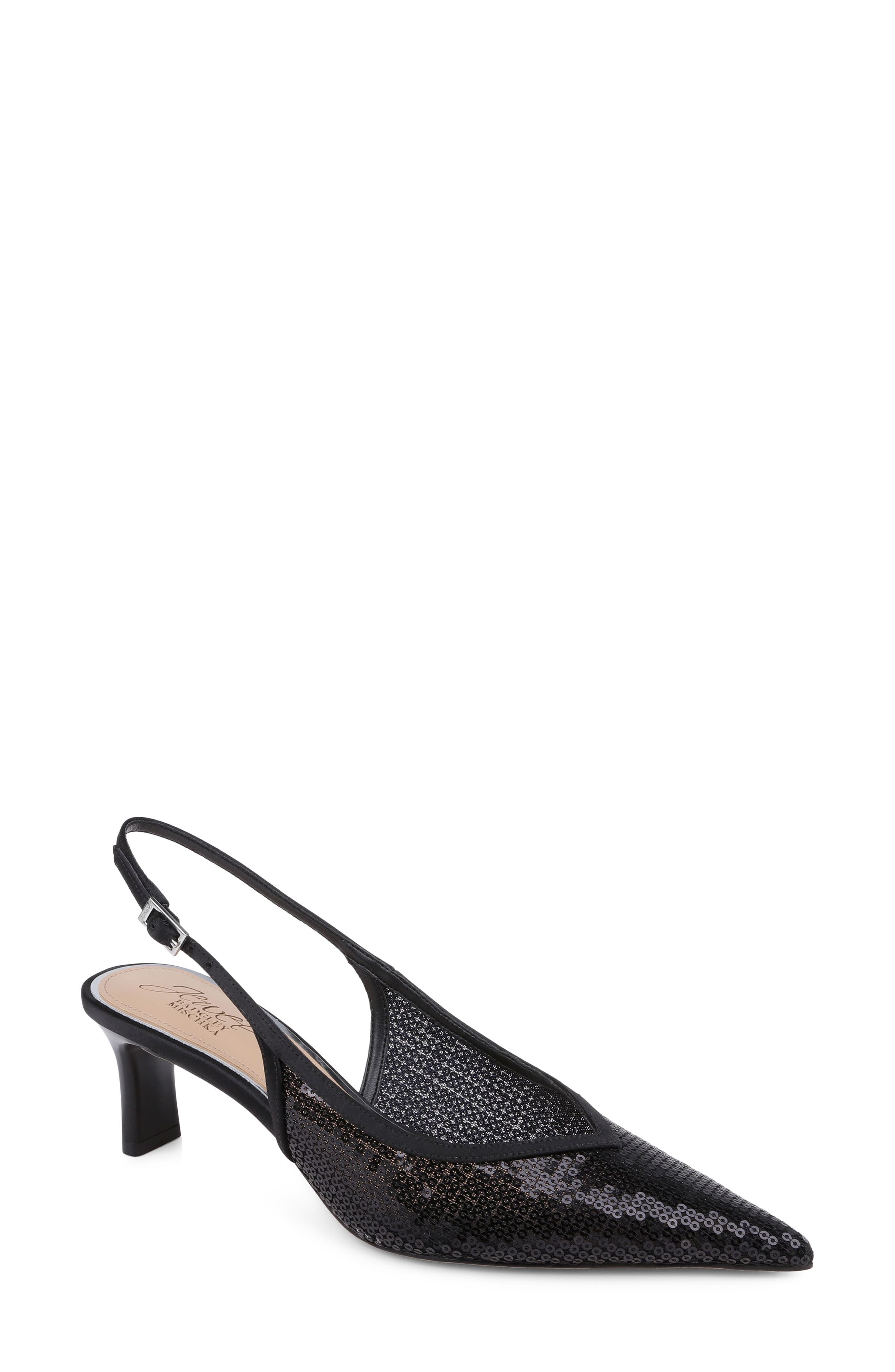 Jewel Badgley Mischka Zabelle Slingback Pump, Main, color, Black Satin