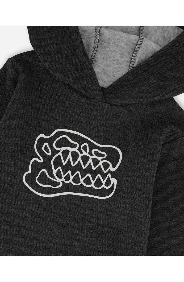 Deux par Deux Long Sleeve Super Soft Brushed Jersey Hooded Sweatshirt, Alternate, color, Black