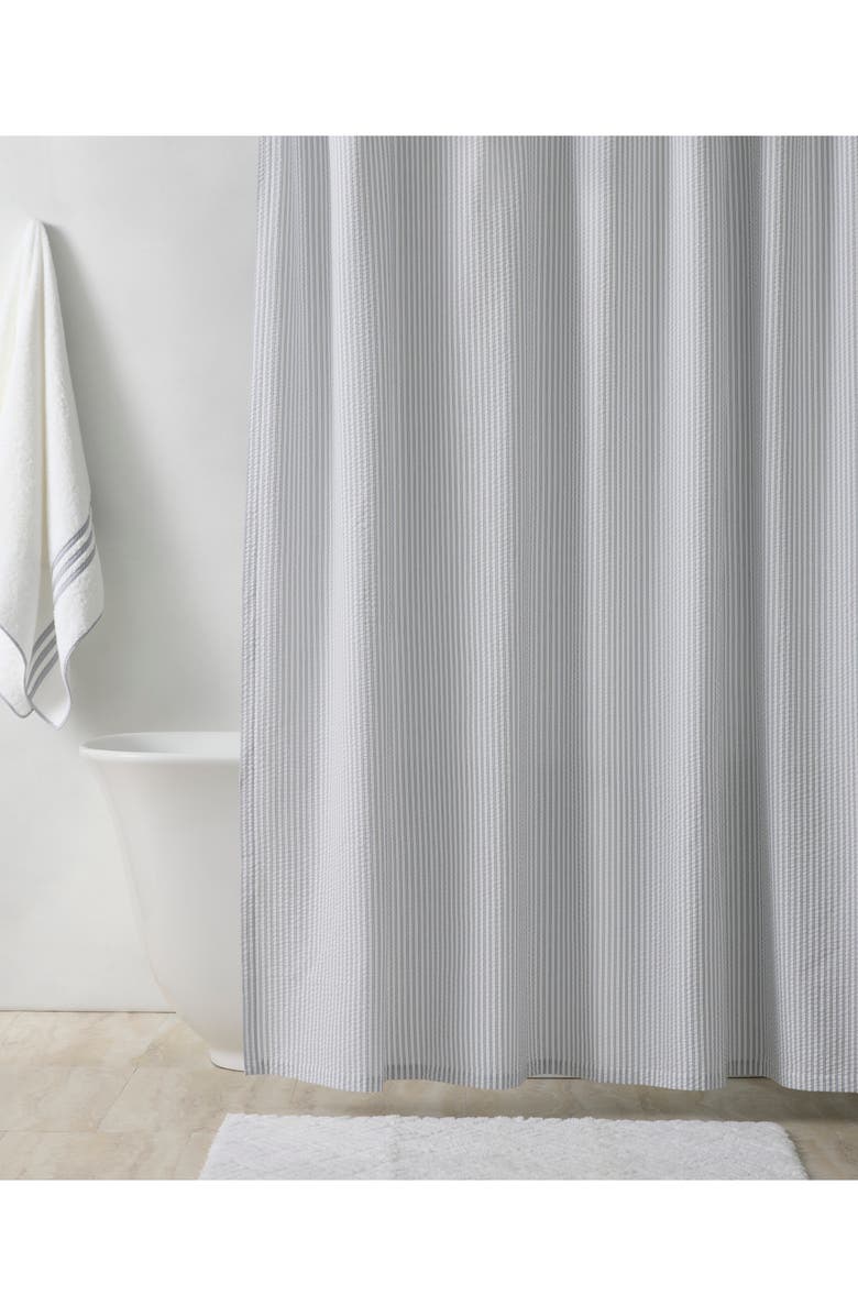 Matouk Matteo Stripe Seersucker Shower Curtain, Alternate, color, 