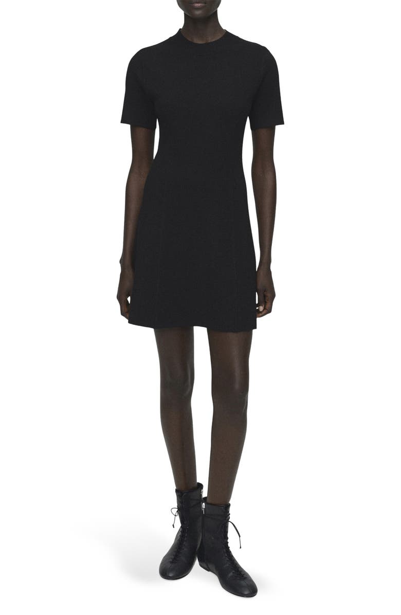 MANGO Domino Seamed Minidress, Main, color, Black