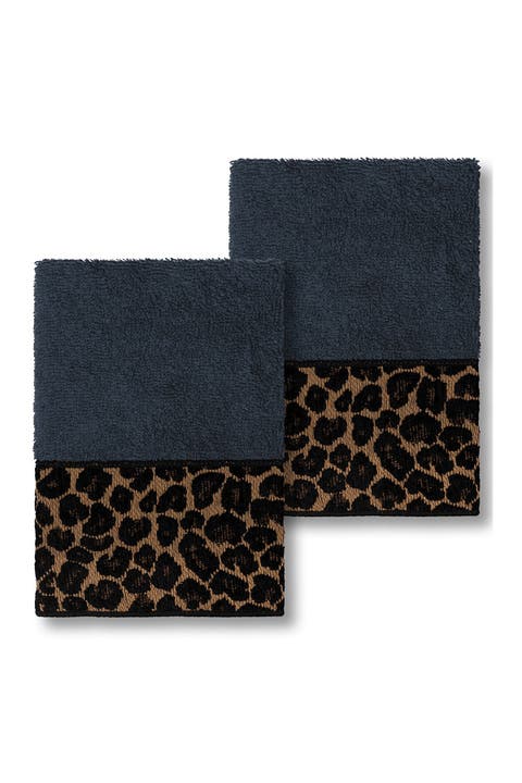 Spots Embellished Washcloth - Set of 2 - Midnight Blue