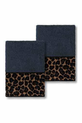 Linum Home Textiles Spots Embellished Washcloth - Set of 2 - Midnight Blue