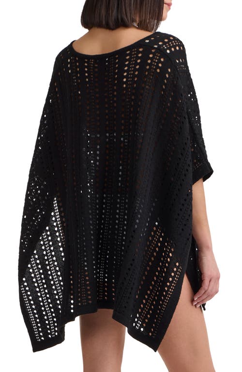 Bruno Magli Open Knit Poncho In Black