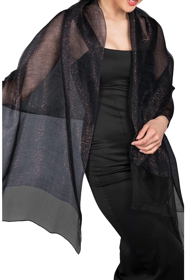 Sparkle Sheer Silk Wrap, Main, color, NAVY