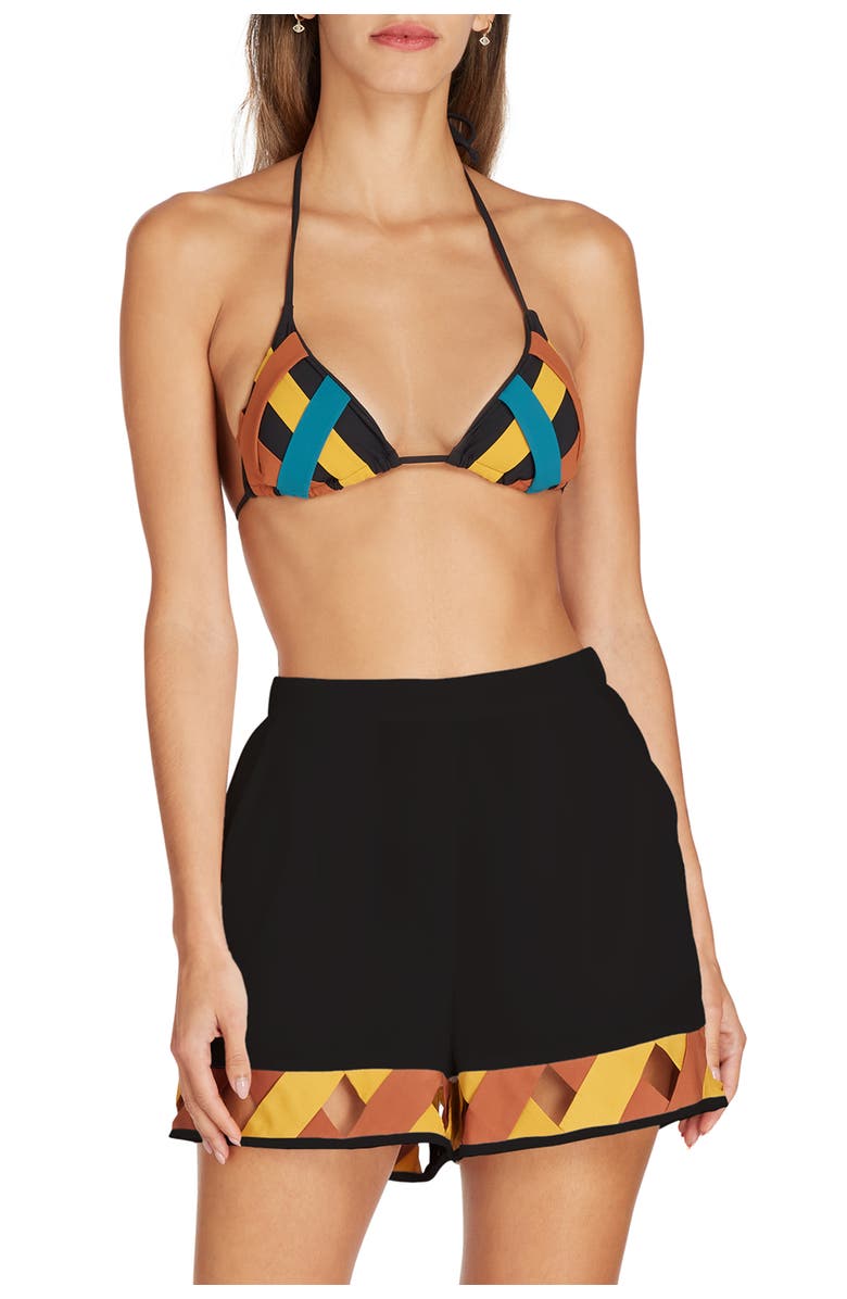 VALIMARE Ravello Bandage Beach Shorts, Main, color, Black