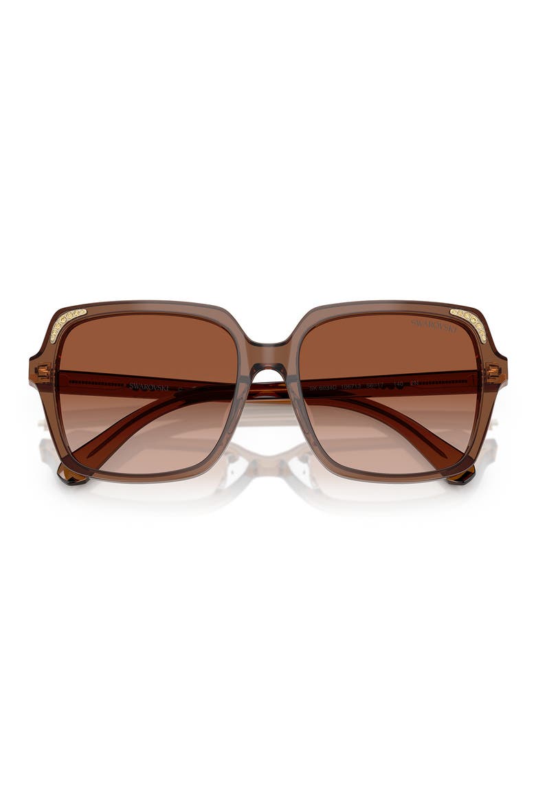 56mm Gradient Square Sunglasses, Alternate, color, TRANSPARENT BROWN