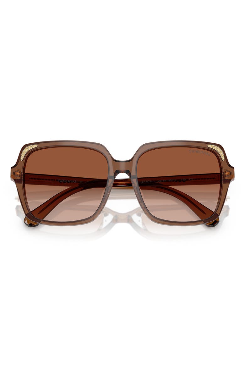 Swarovski 56mm Gradient Square Sunglasses, Alternate, color, Transparent Brown