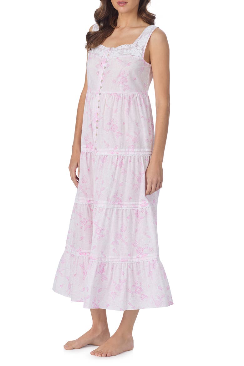 Tiered Cotton Ballet Nightgown, Alternate, color, ROSE PRT