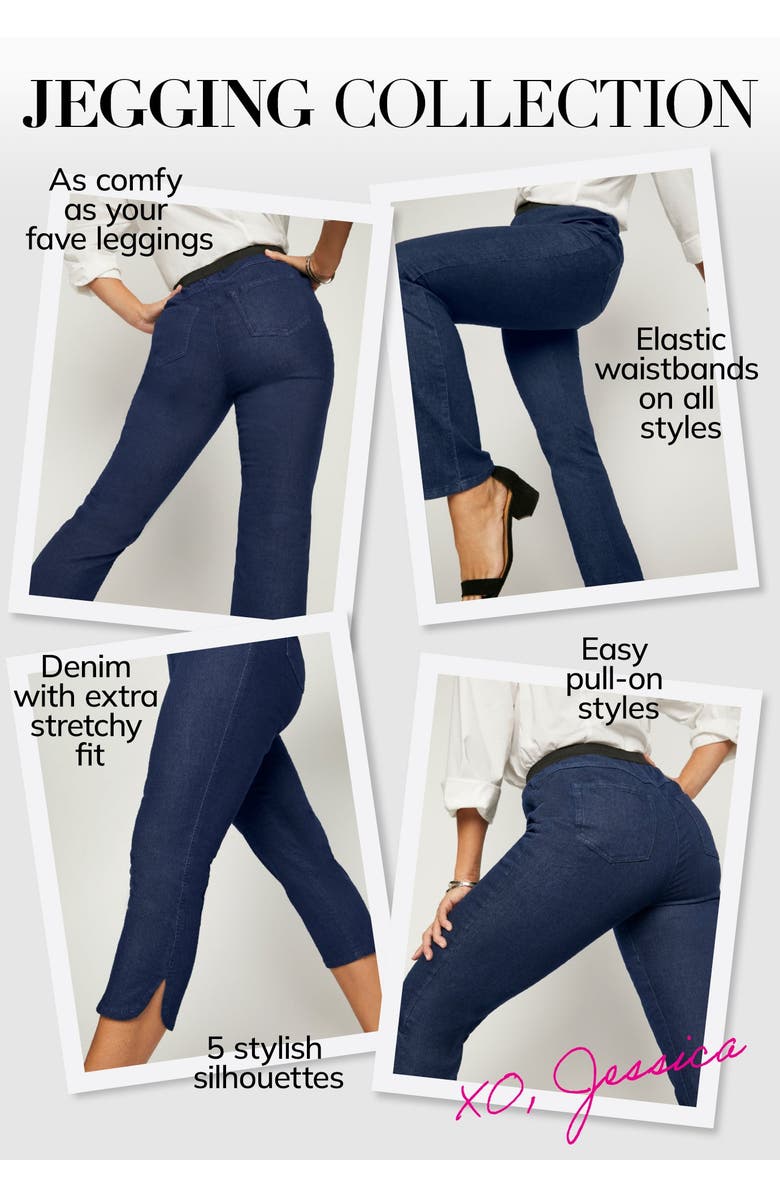 Jessica London Stretch Denim Crop Jeggings, Alternate, color, Black