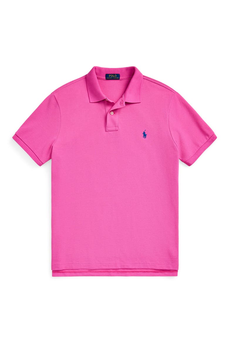 The Iconic Solid Pink Cotton Piqué Polo, Alternate, color, PEONY/ C7331