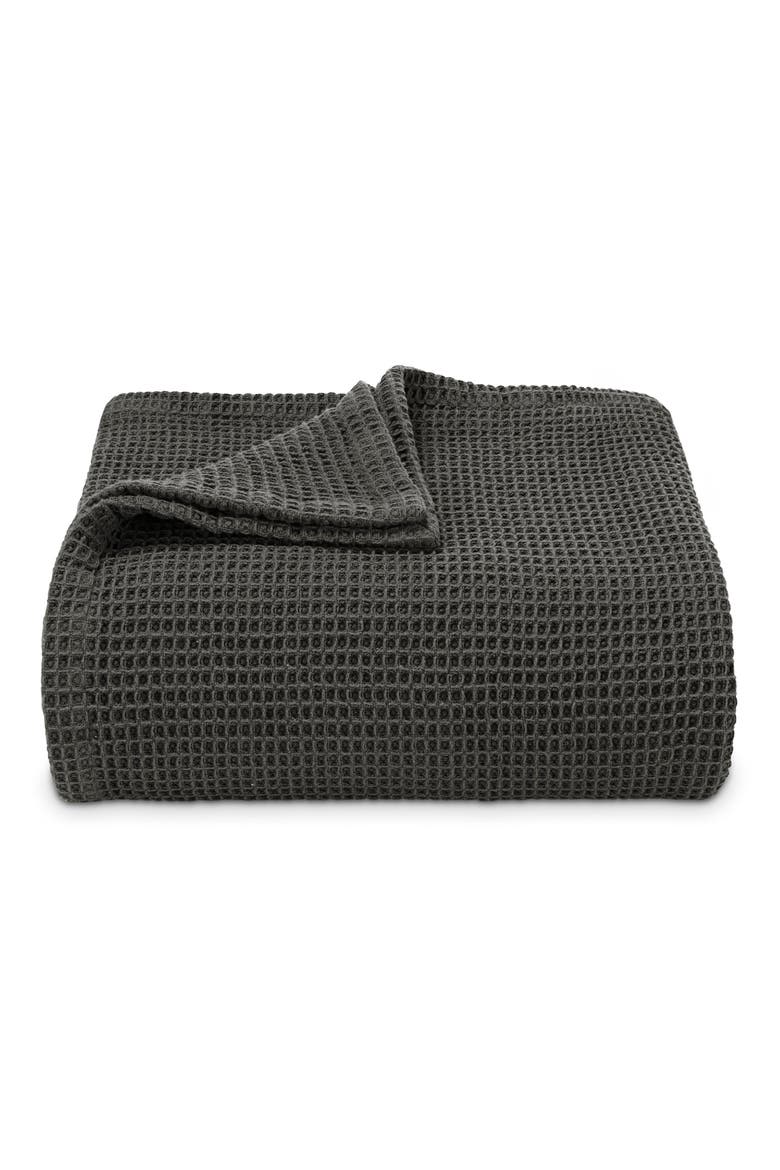 Waffle Weave Throw Blanket, Main, color, SOFT CHARCOAL