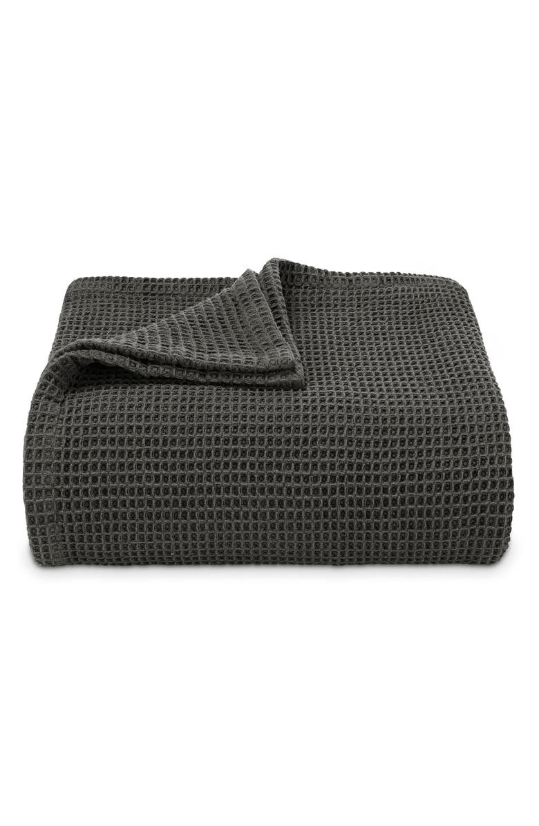 Vera Wang Waffle Weave Throw Blanket, Main, color, Soft Charcoal