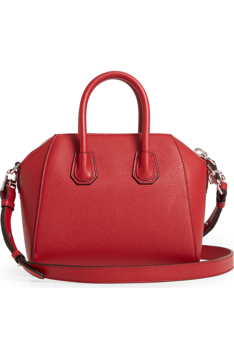 Givenchy Mini Antigona Sugar Leather Satchel, Alternate, color, Vermillion