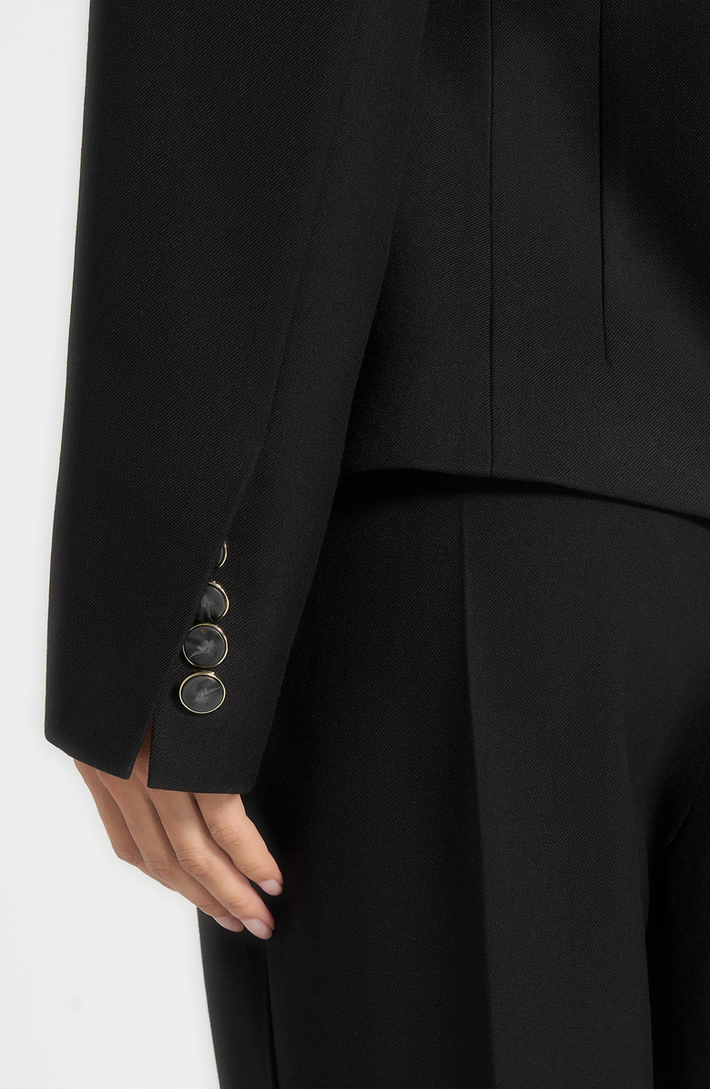 Manière De Voir Thalia Asymmetric Tailored Double Breasted Blazer, Main, color, Black