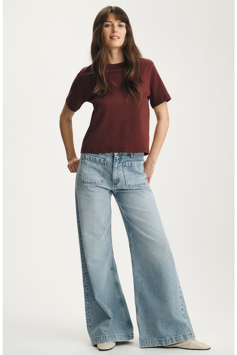 Christine Patch Pocket Wide Leg Jeans, Alternate, color, LIGHT CLASSIC DENIM