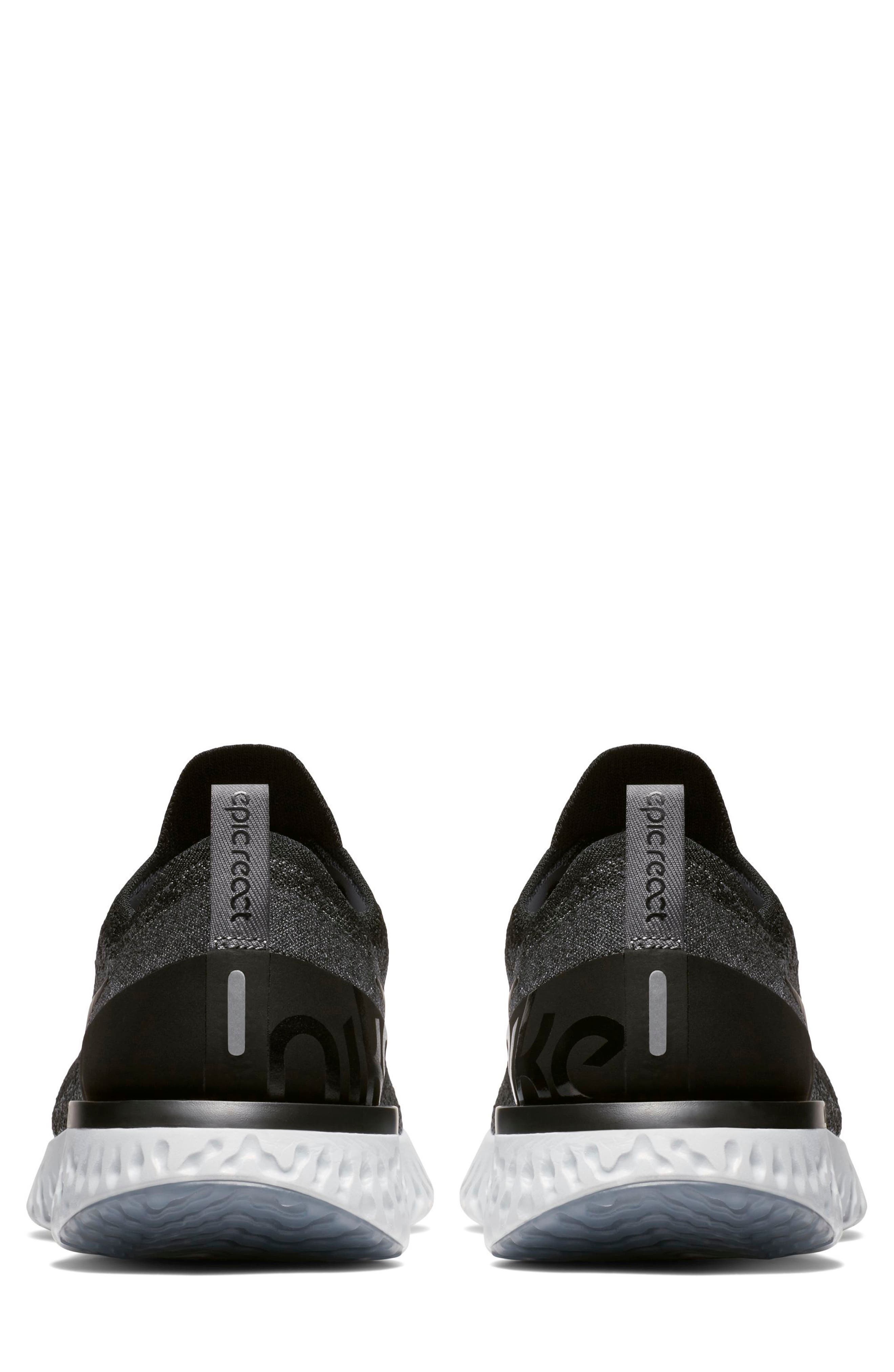 Epic React Flyknit Running Shoe, Alternate, color, BLACK/ BLACK/ DARK GREY