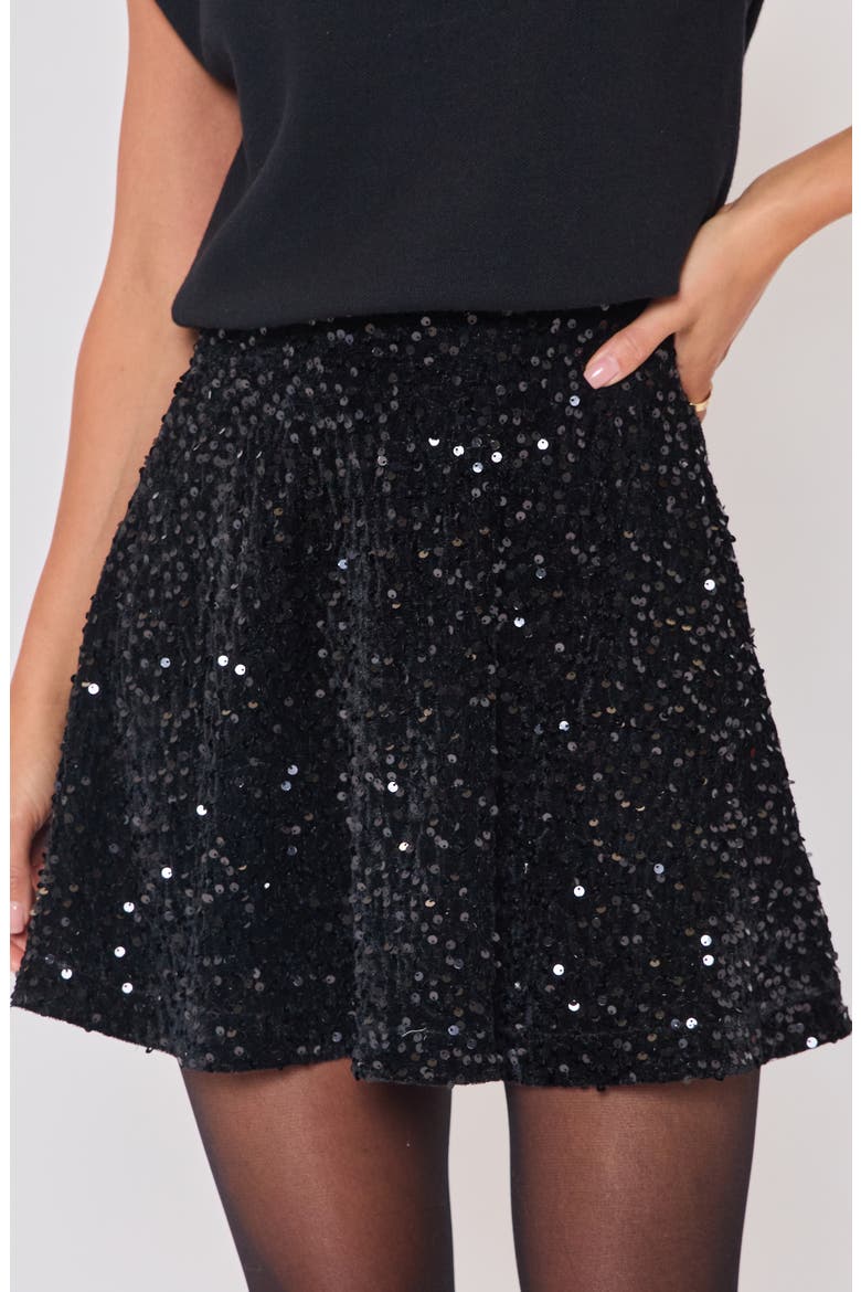 Stassie Sequin Miniskirt, Alternate, color, BLACK