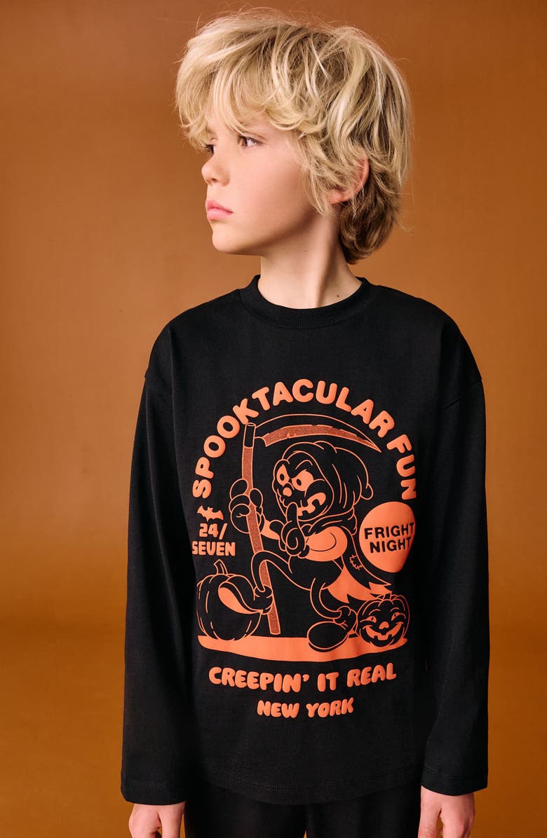 NEXT Kids' Spooktacular Halloween Cotton Graphic T-Shirt, Alternate, color, Black