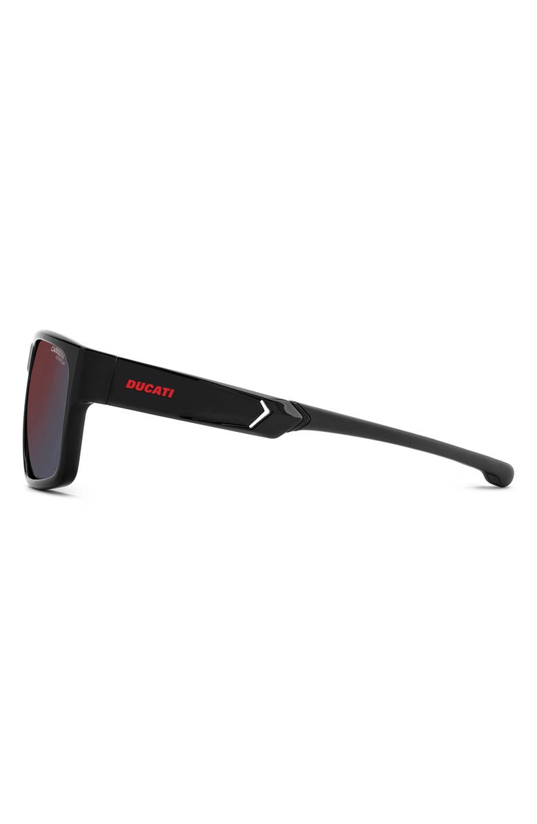 Carrera Eyewear x Ducati 59mm Rectangular Sunglasses, Alternate, color, Black/ Red Mirror Polar