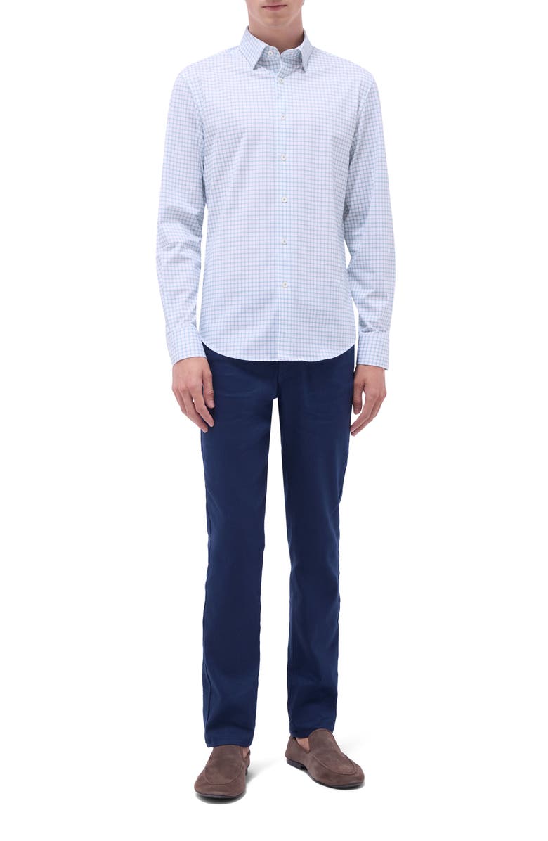 Bugatchi Jules OoohCotton<sup>®</sup> Plaid Button-Up Shirt, Alternate, color, Menthol