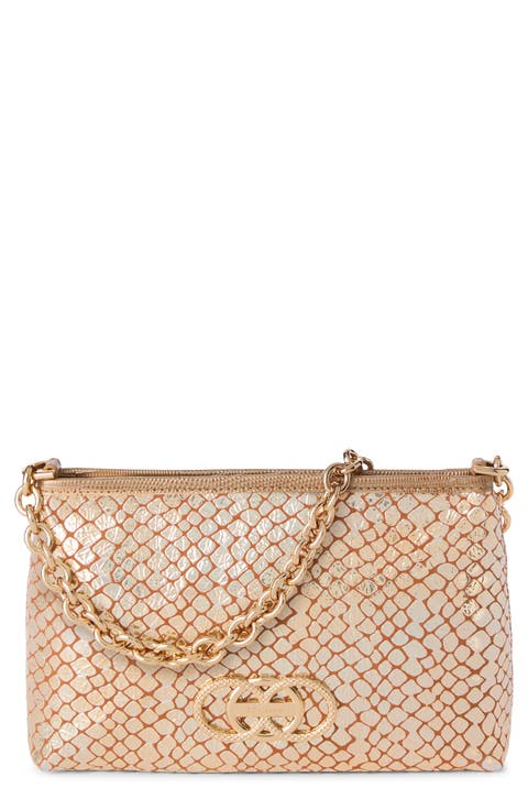 Mod Lorelei Snake Embossed Metallic Leather Shoulder Bag