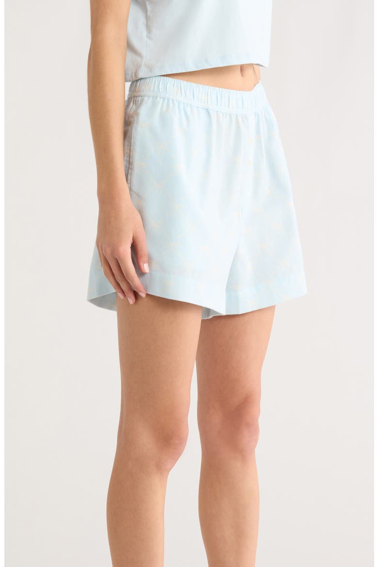 Print Cozy Flannel Boxer Pajama Shorts, Alternate, color, BLUE- IVORY ARGYLE BOW