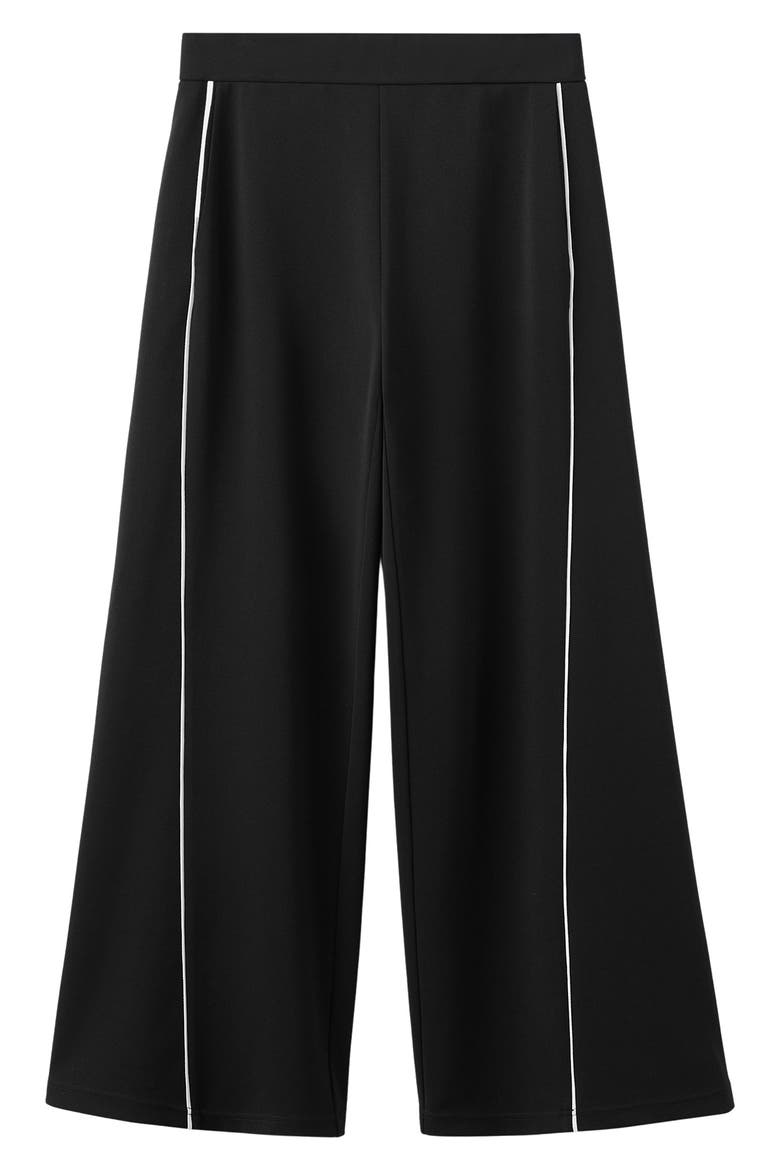 Side Piped Knit Wide Leg Pants, Alternate, color, BLACK