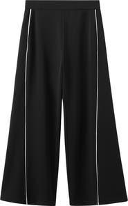 MANGO Side Piped Knit Wide Leg Pants