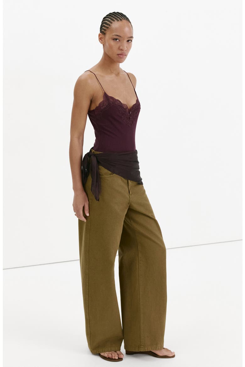 Lace Rib Camisole Bodysuit, Alternate, color, PLUM