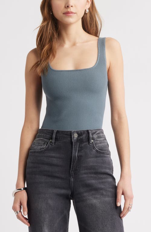 Open Edit Luxe Sculpt Rib Tank In Blue Weather