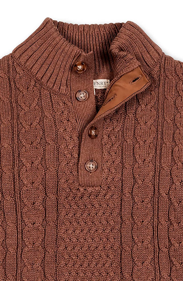 Hope & Henry Organic Mock Neck Cable Sweater, Alternate, color, Cinnamon Heather