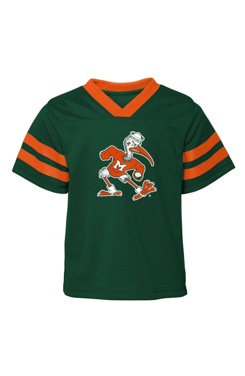 Outerstuff Toddler Green Miami Hurricanes Two-Piece Red Zone Jersey & Pants Set, Alternate, color, 