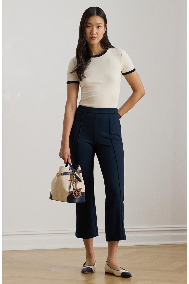 Flare Twill Ankle Pants, Alternate, color, LAUREN NAVY BLUE