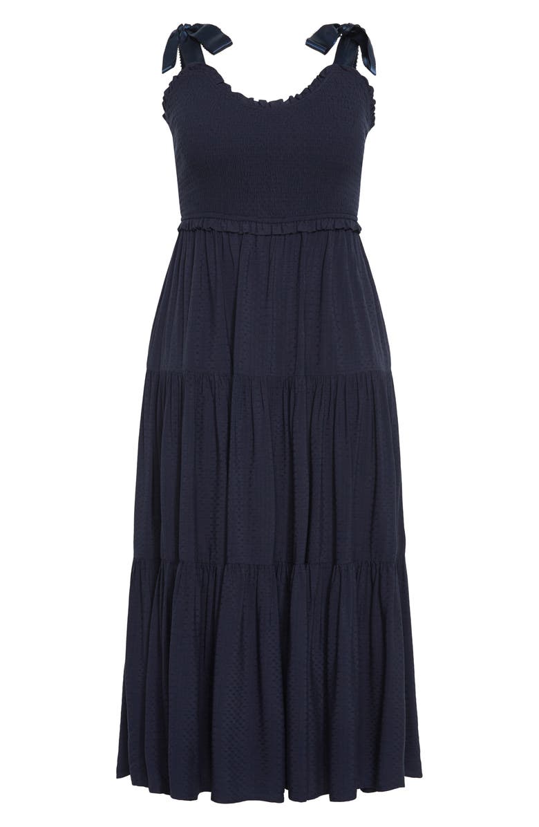City Chic Cosmopolitan Tie Strap Sundress, Alternate, color, Navy