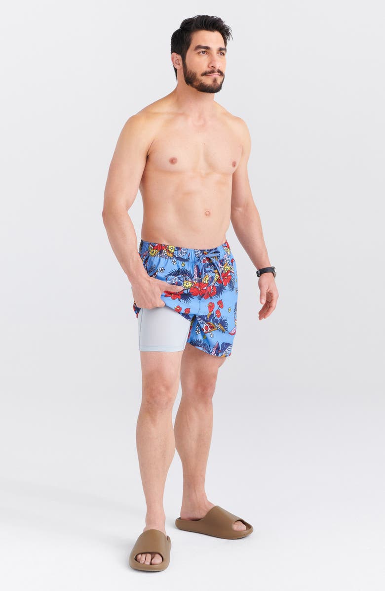 SAXX Floral Print 2N1 Volley Shorts, Alternate, color,