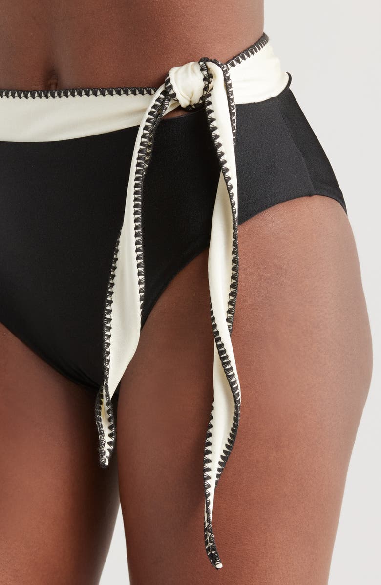 BOAMAR Sophie Tie Waist Bikini Bottoms, Alternate, color, Black White