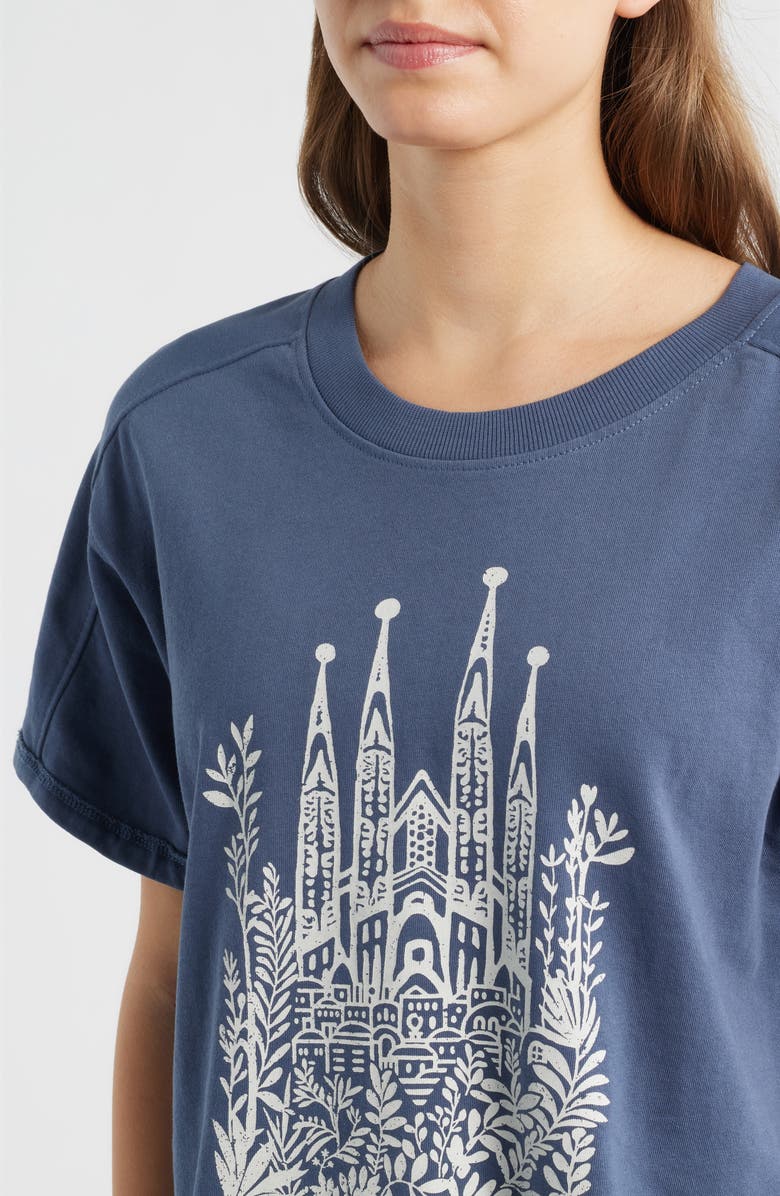 CITY BLUES Crop Cotton Graphic T-Shirt, Alternate, color, Cadet Blue