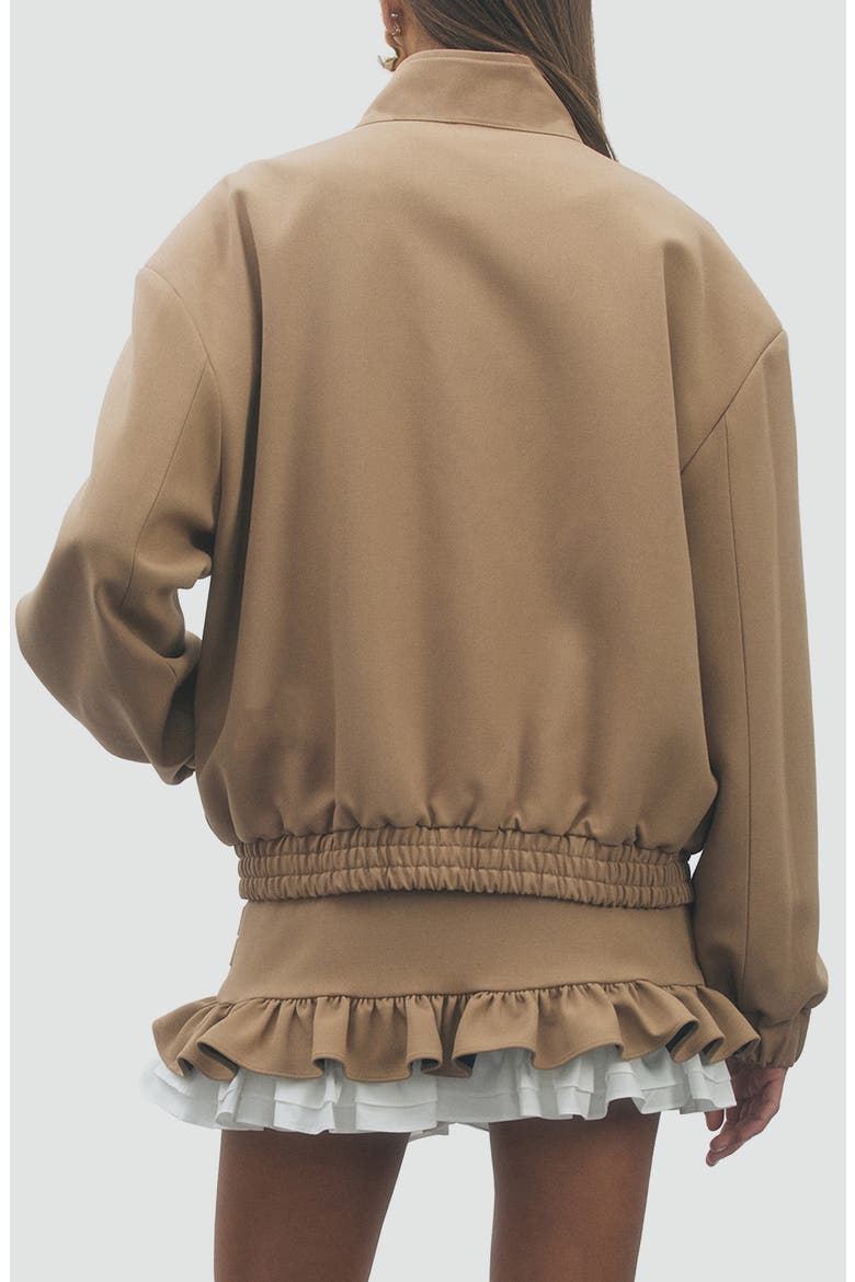 Dahlia Pintuck Bomber Jacket, Alternate, color, TAN
