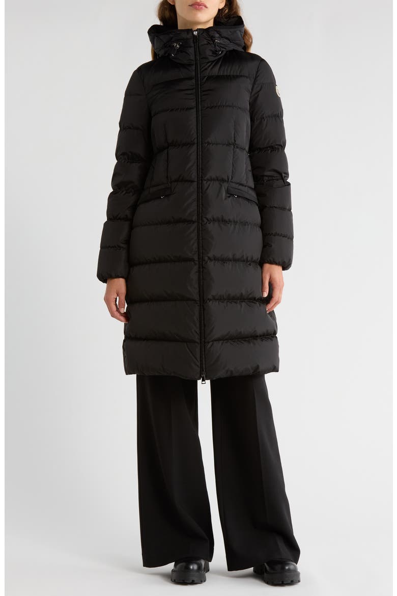 Avocette Hooded Quilted Down Puffer Coat, Main, color, BLACK