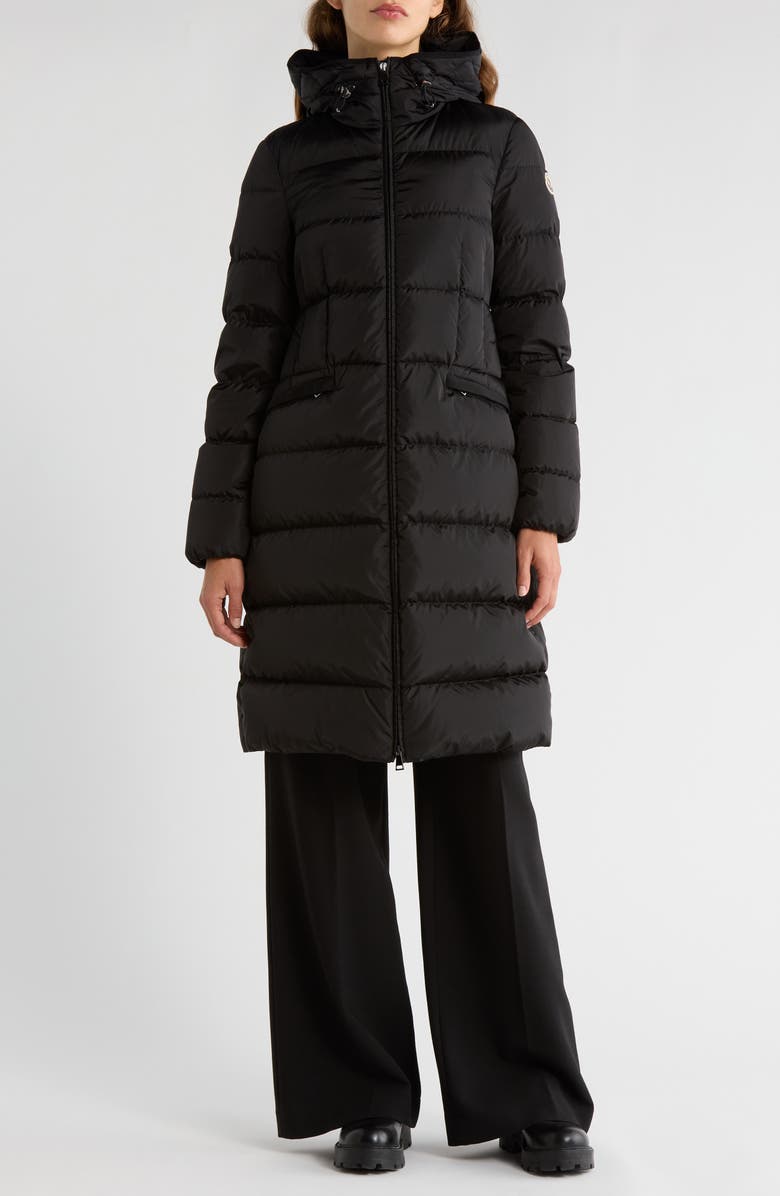 Moncler Avocette Hooded Quilted Down Puffer Coat, Main, color, Black
