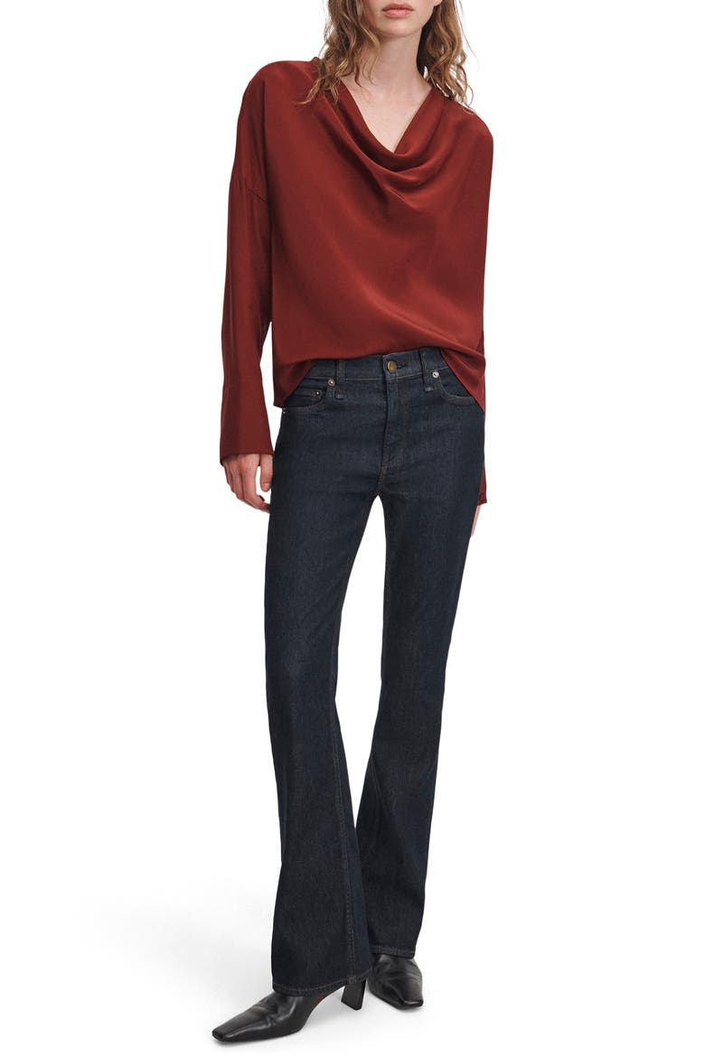 Vinnie Cowl Neck Silk Top, Alternate, color, RED