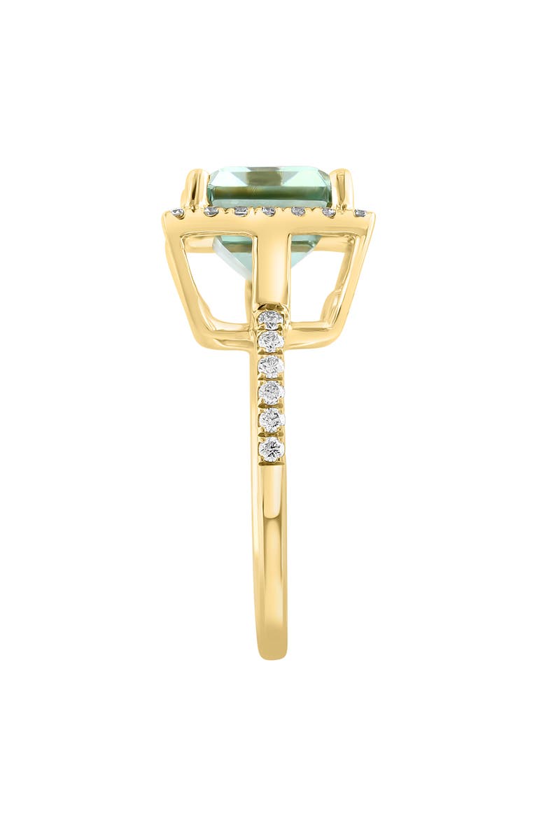 EFFY 14K Yellow Gold Emerald Cut Green Quartz Diamond Halo Ring - 0.43ct., Alternate, color, 