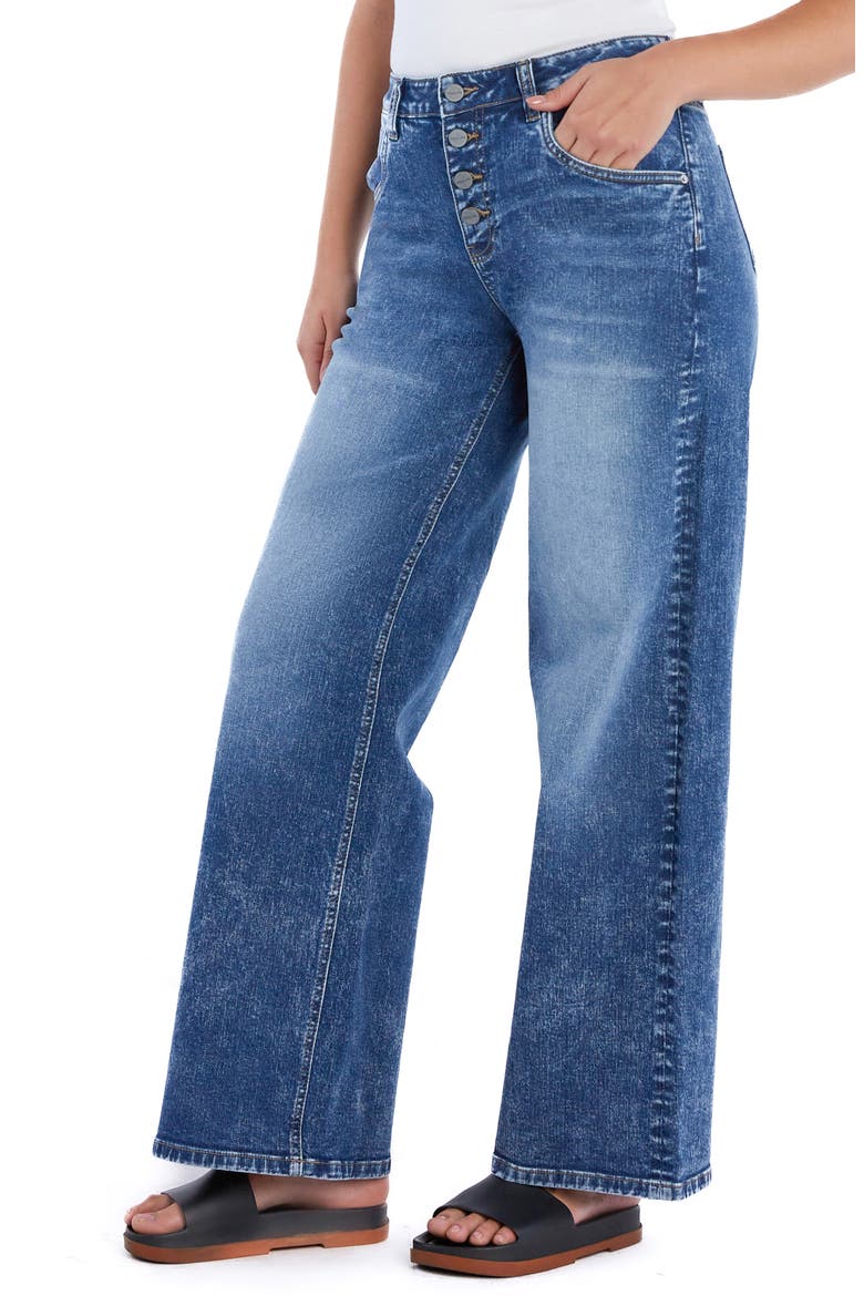 Zoe Exposed Button Wide Leg Jeans, Alternate, color, ZOE BLUE