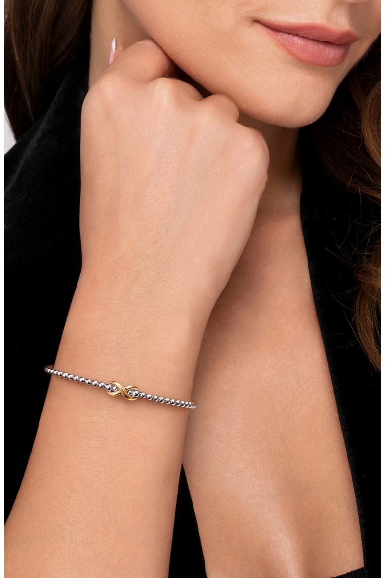 Infinity Sterling Silver & 14K Gold Cuff Bracelet, Alternate, color, SILVER/ 14K YELLOW GOLD